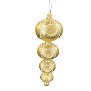 Four Graduated Reflector Ball Spin Ornament Glittered RARE  1A